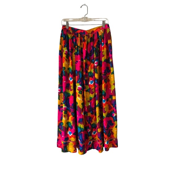 Vintage 1970s 70s Handmade Rainbow Bark Cloth Skirt Set - Picture 10 of 12